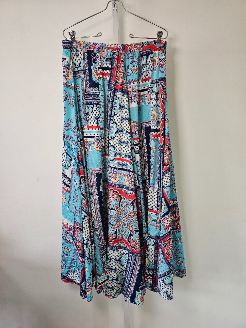 Mix Nouveau Skirt Maxi Blue Patchwork Festival Hippie Boho Peasant M